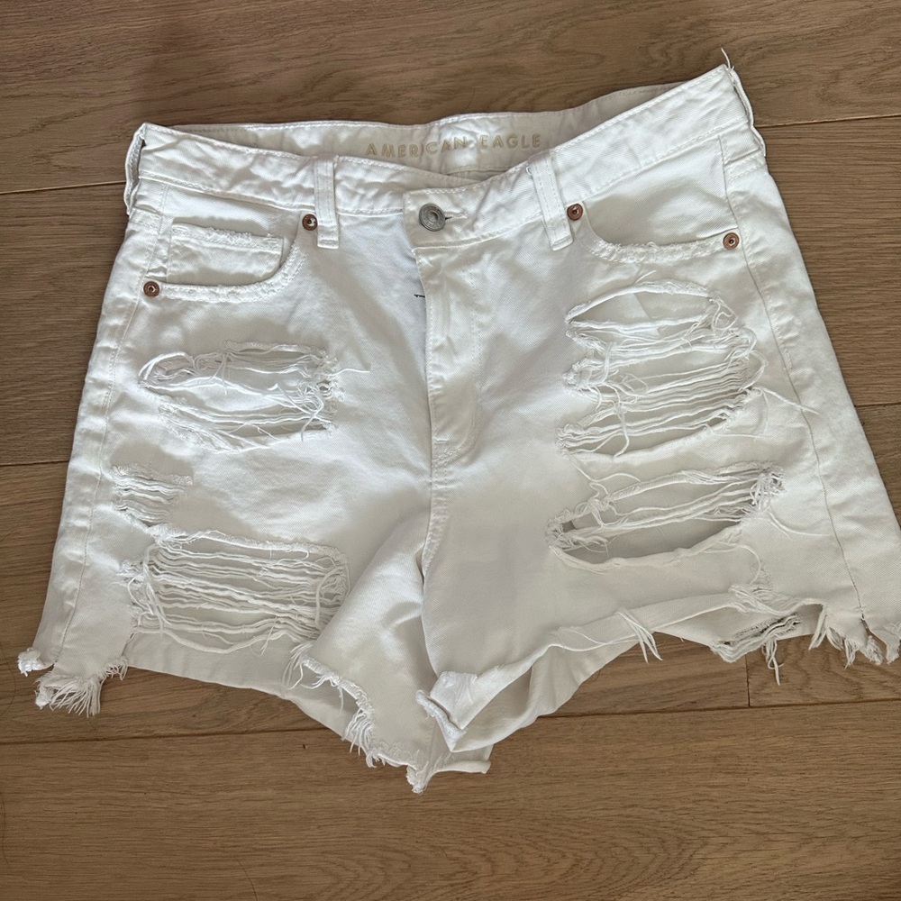 American Eagle Outfitters Distressed White Jean Shorts